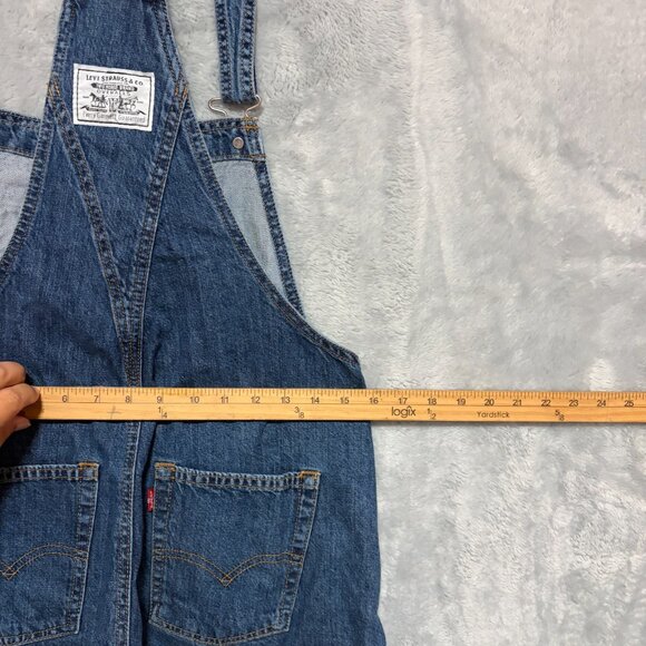 Levi Two Horse Brand Shortalls Womens Sz S Dark Blue Denim Cotton Bib Overalls - Picture 9 of 11